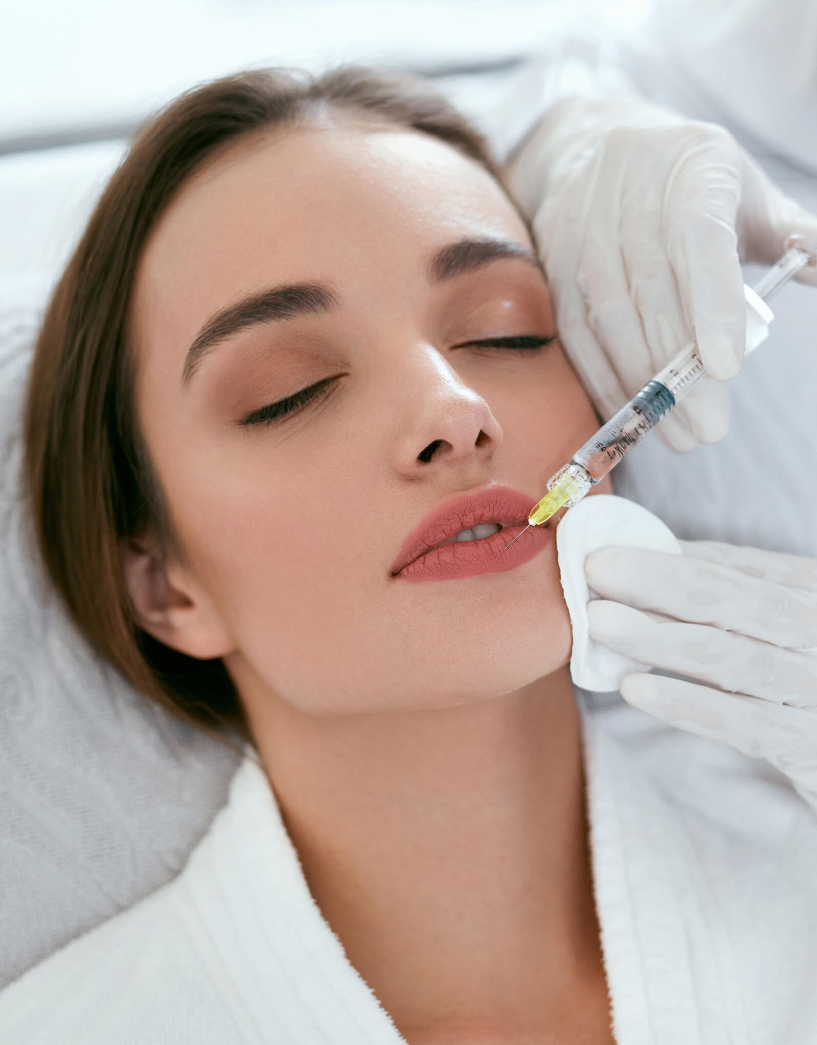 Woman getting injection